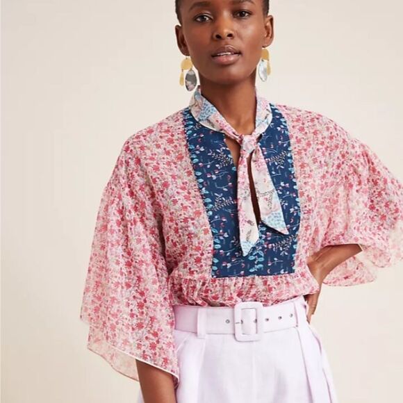 NWT Anthro Anna Sui Alayna Sheer Babydoll Blouse - Picture 2 of 7